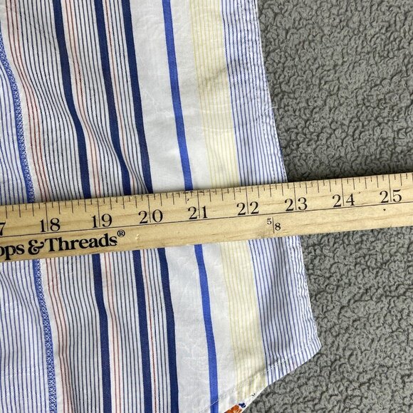 Robert Graham Men's Large Long Sleeve Striped Floral Flip Cuff Button Up Shirt - Picture 16 of 16